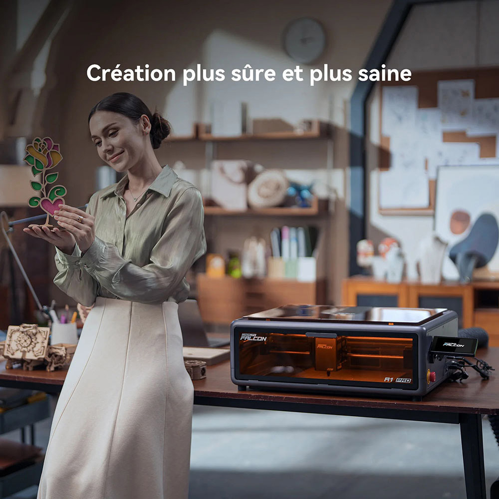 Creality Falcon A1 Pro Graveur laser, 20W bleu et 2W IR, caméra IA, vitesse élevée de 600 mm/s, écran tactile 4,3 pouces, 358x268mm, gris