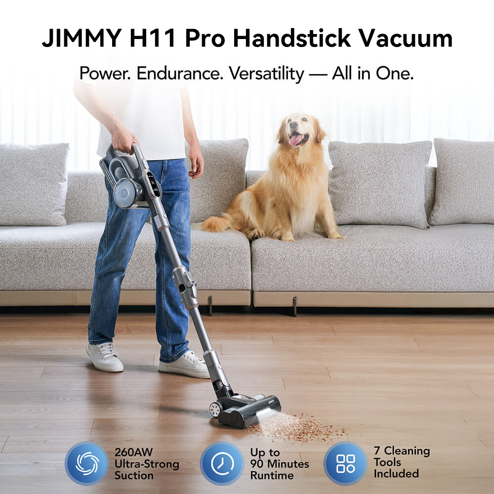 JIMMY H11 Pro Cordless Vacuum Cleaner, 700W/260AW Suction, 90 mins Runtime, Flexible Mental Tube, 7 Cleaning Tools, LED Display, for Carpets/Hard Floors - Dark Gray