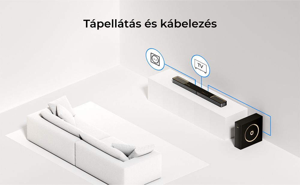 Ultimea Skywave F30 3.1.2 Soundbar, Dolby Atmos, Applikációvezérlés, 300 W csúcsteljesítmény, CEC funkció, Bluetooth 5.4, 10 sávos grafikus hangszínszabályzó beállítások, 121 előre beállított EQ mátrix