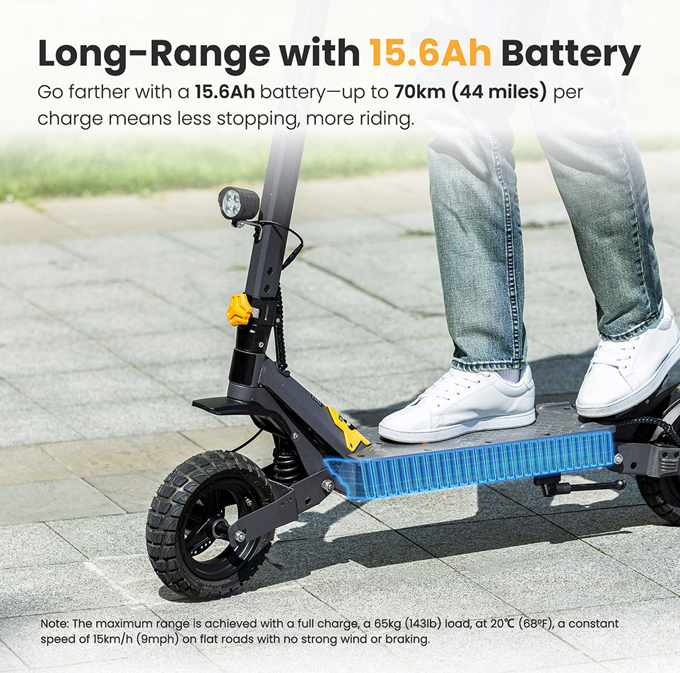 Ausom L1 Electric Scooter, 800W Motor, 48V 15.6Ah Battery, 10 inch Tires, 45km/h Max Speed, 70km Range, Front & Rear Disc Brakes, Dual Swingarm Suspension, NFC & Passcode Lock