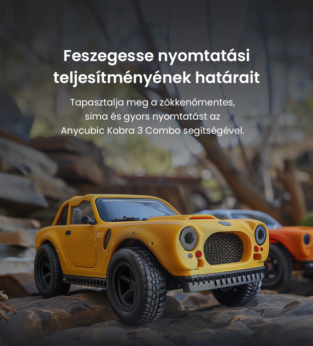 ANYCUBIC KOBRA 3 COMBO 3D nyomtató, ACE Pro-val, Max. 600 mm/s sebesség, Kettős PTC fűtőrendszer, Intelligens többszínű nyomtatás, Automatikus szintezés, Fúvóka eltömődés-észlelés, Bővíthető méret 250x250x260mm