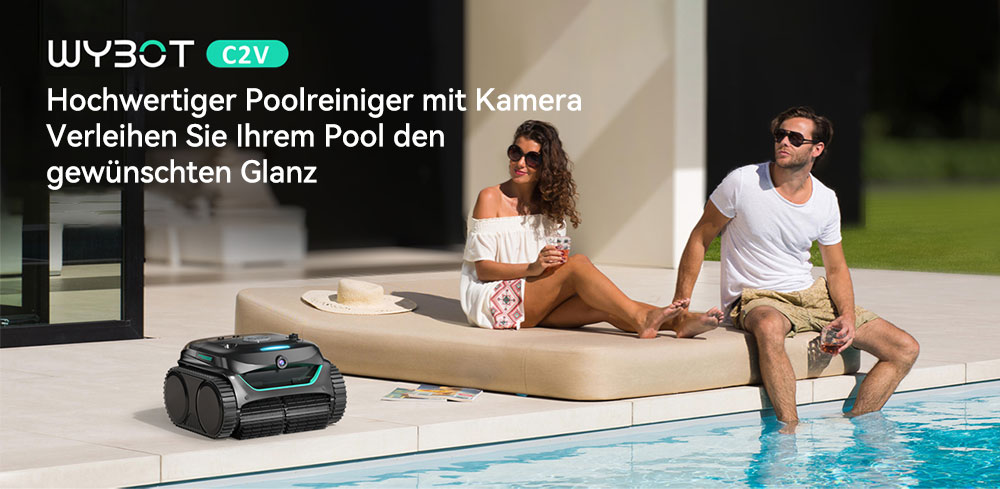 WYBOT C2 Vision kabelloser Pool-Staubsaugerroboter, Schmutzerkennung mit KI-Kamera, 8-in-1-Masterreinigung, Zweischicht-Filtration, bürstenlose Motoren für starke Saugleistung, für Pools bis zu 180 m², Schwarzgrün