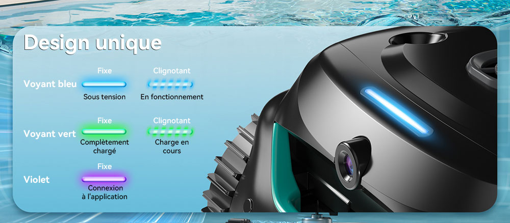 Aspirateur robot de piscine sans fil WYBOT C2 Vision, détection de débris avec caméra AI, nettoyage principal 8 en 1, filtration à deux couches, moteurs sans balais pour une aspiration puissante, pour piscines jusqu'à 1940 pieds carrés, noir vert
