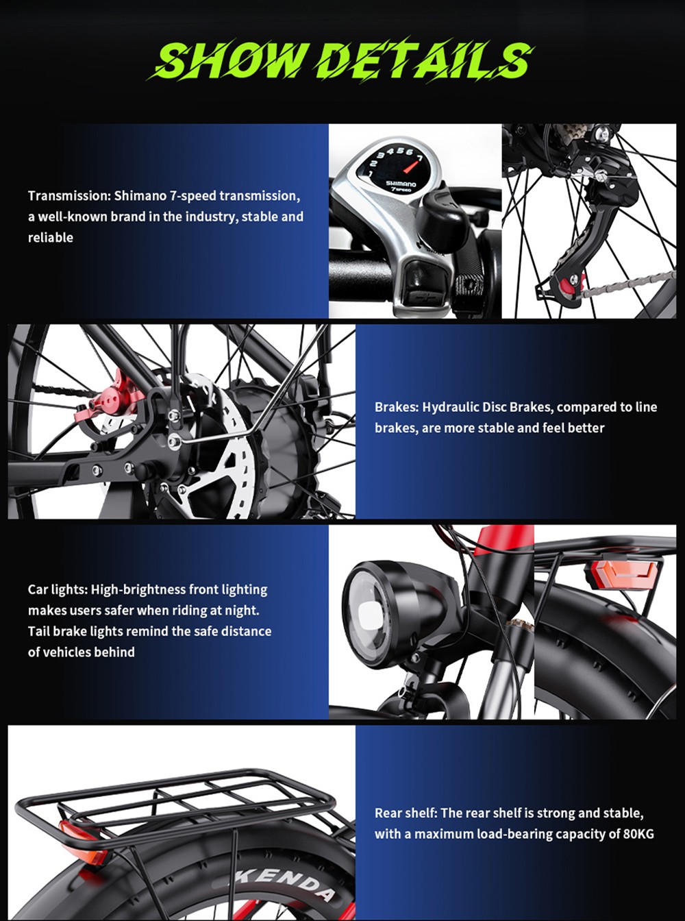 DUOTTS F26 Electric Mountain Bike 750W*2 Dual Motors Samsung 48V 20Ah Battery 26*4.0 Inch Fat Tires 55Km/h Max Speed 55 Degree Climbing Smart Color Display APP Dual Disc Brakes 150KG Max Load 100KM Range Smart APP - Black