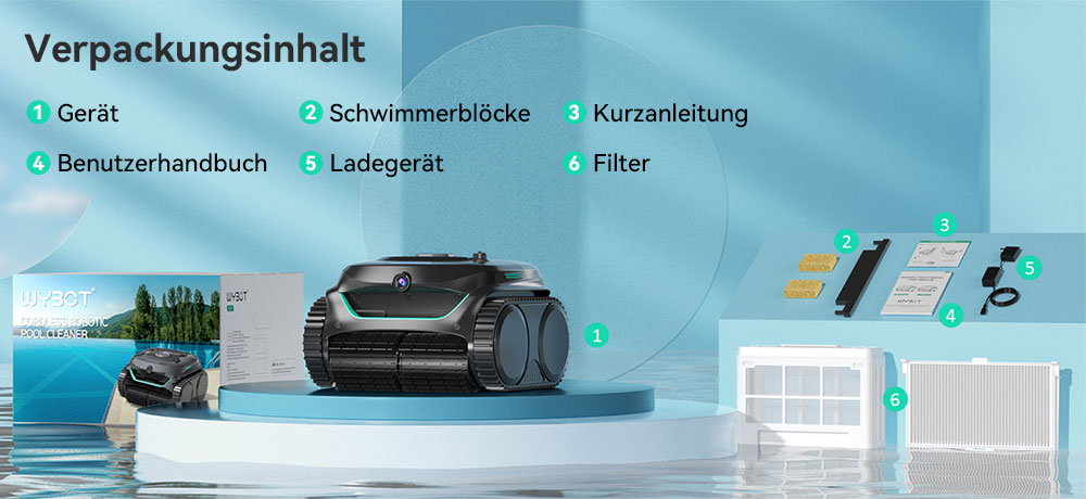 WYBOT C2 Vision kabelloser Pool-Staubsaugerroboter, Schmutzerkennung mit KI-Kamera, 8-in-1-Masterreinigung, Zweischicht-Filtration, bürstenlose Motoren für starke Saugleistung, für Pools bis zu 180 m², Schwarzgrün