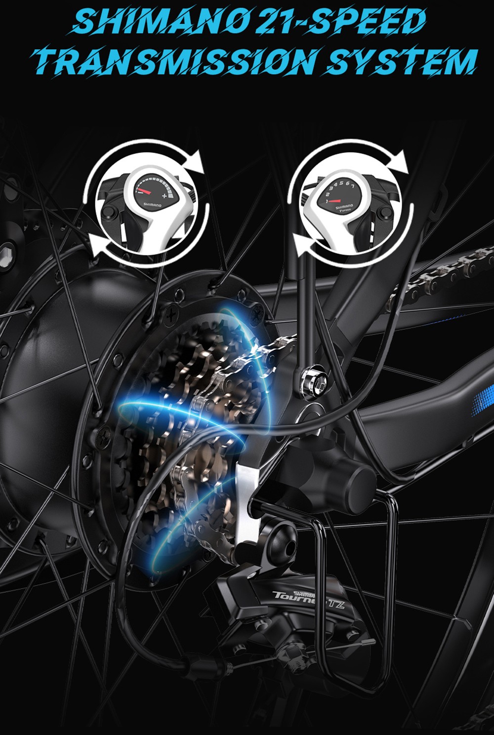 DUOTTS C29 Electric Bike 750W 29*2.1 inch Wheel 48V 15Ah Battery 80-100km Max range, 50km/h Max Speed Shimano 21 Speed Gear Electric Mountain Bike with Rear Rack IP54 Waterproof Smart APP - Black