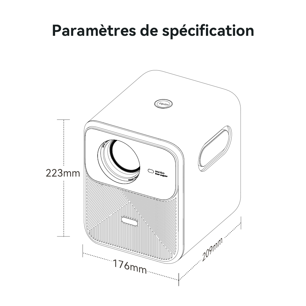Projecteur LCD Wanbo Mozart 1 Pro, 900 ANSI, 1080P natif, Android TV 11, mise au point automatique, évitement d'objets - Prise UE