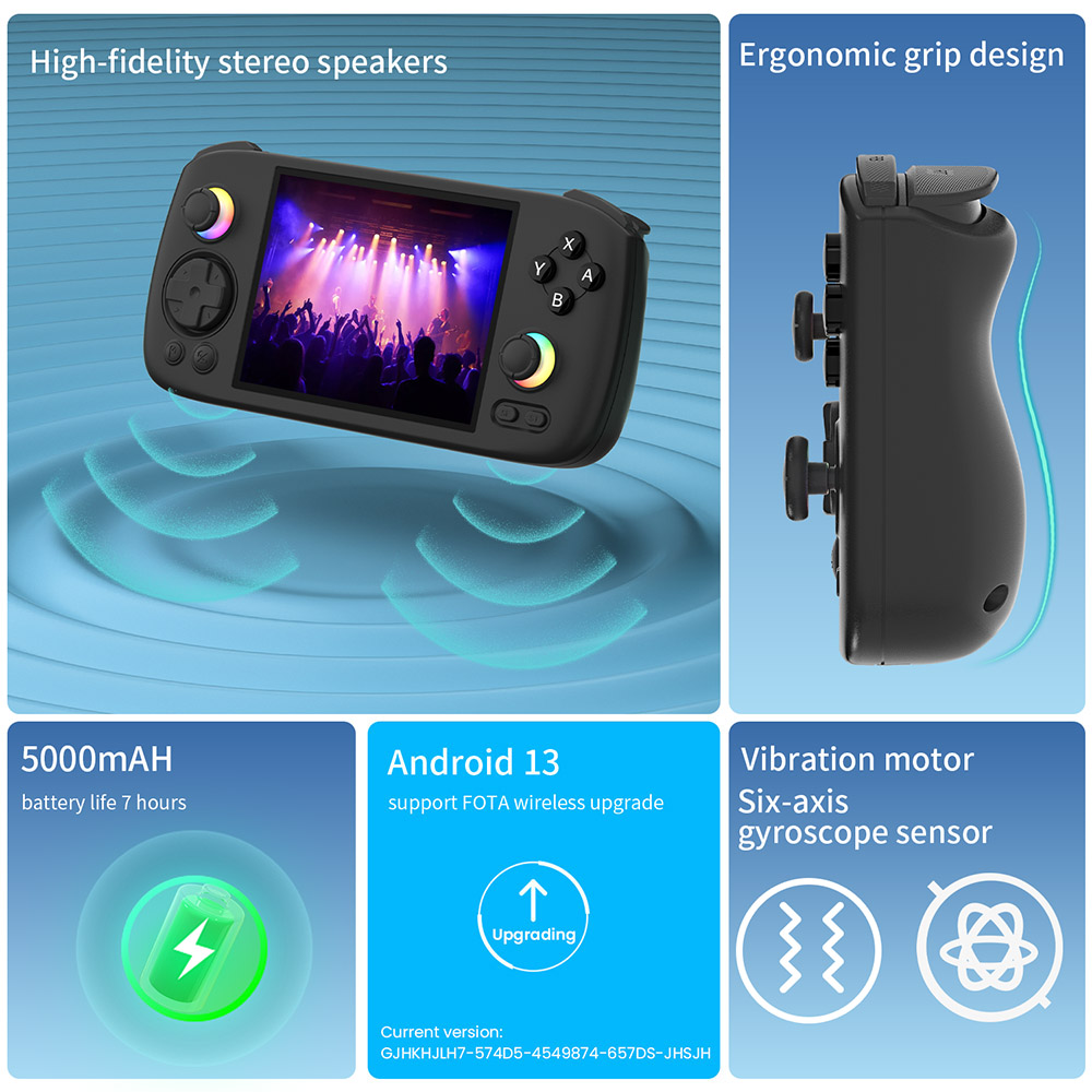 Refurbished ANBERNIC RG 406H Game Console, Android 13, 4-inch 960*720 IPS Screen, Unisoc T820 Processor 8 Cores, 8GB LPDDR4X RAM 128GB UFS2.2 Storage, 256GB TF Card 9000+ Games, 3D Hall Joystick, Hall Trigger, 7 Hours Autonomy - Black