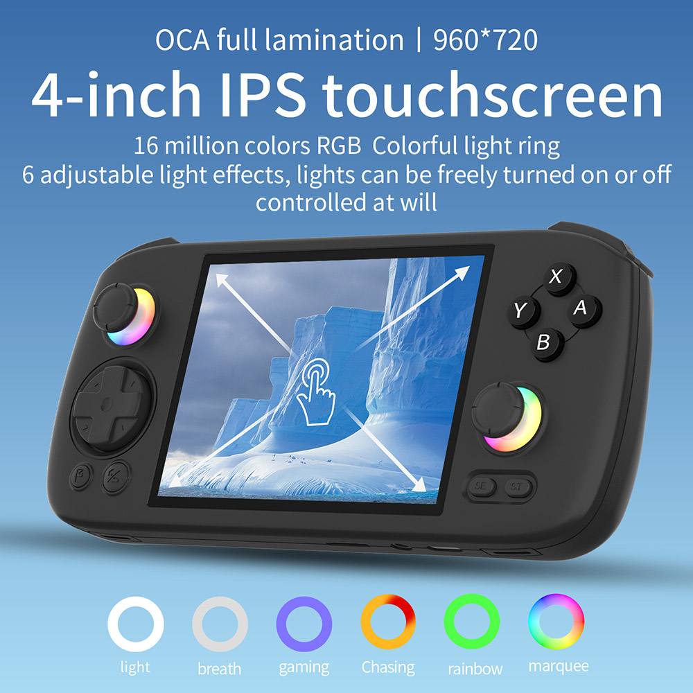 Refurbished ANBERNIC RG 406H Game Console, Android 13, 4-inch 960*720 IPS Screen, Unisoc T820 Processor 8 Cores, 8GB LPDDR4X RAM 128GB UFS2.2 Storage, 256GB TF Card 9000+ Games, 3D Hall Joystick, Hall Trigger, 7 Hours Autonomy - Black