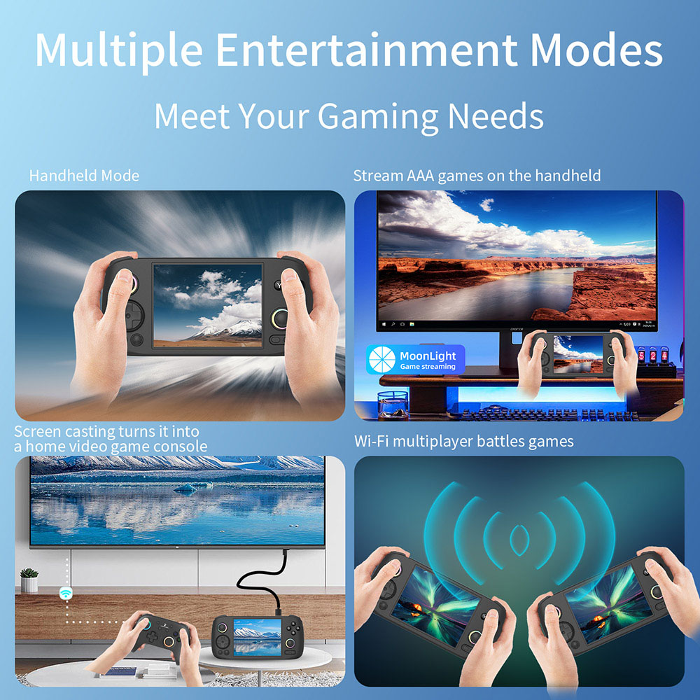 Refurbished ANBERNIC RG 406H Game Console, Android 13, 4-inch 960*720 IPS Screen, Unisoc T820 Processor 8 Cores, 8GB LPDDR4X RAM 128GB UFS2.2 Storage, 256GB TF Card 9000+ Games, 3D Hall Joystick, Hall Trigger, 7 Hours Autonomy - Black