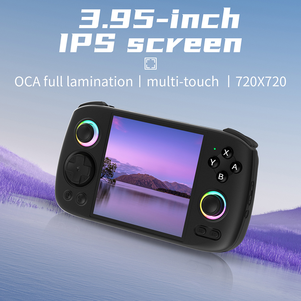 Refurbished ANBERNIC RG Cube Game Console, 8GB LPDDR4X RAM 128GB UFS2.2 Storage, No Games Preinstalled, Android 13, 3.95-inch IPS Touchscreen 720*720, 5G WiFi Bluetooth 5.0, Moonlight Streaming, 7 Hours of Playtime, RGB Light - Black