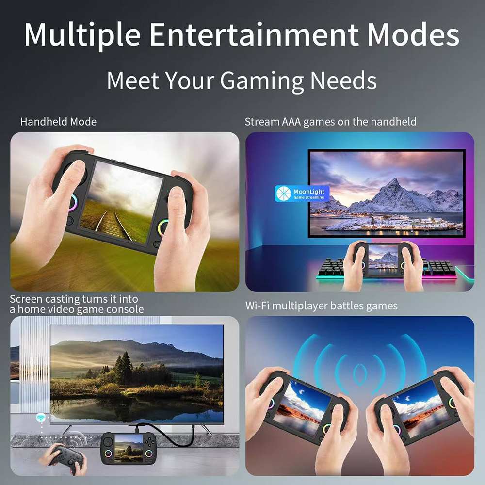 Refurbished ANBERNIC RG CubeXX Game Console, 32GB+256GB TF Card with 11000+ Games, 3.95-inch 720*720 IPS Screen, Linux 64-bit, 5G WiFi Bluetooth 4.2, Moonlight Streaming, 6.5 Hours of Playtime, RGB Light - Black