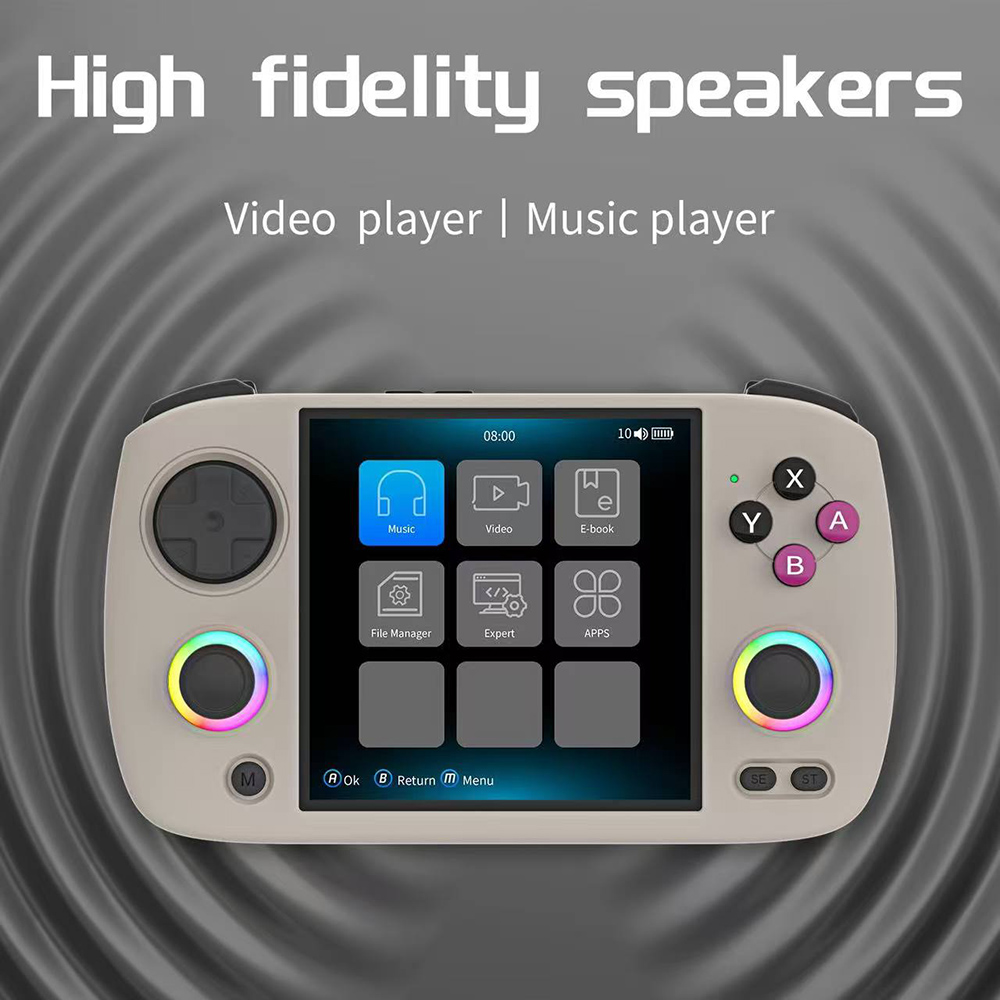 Refurbished ANBERNIC RG CubeXX Game Console, 32GB+256GB TF Card with 11000+ Games, 3.95-inch 720*720 IPS Screen, Linux 64-bit, 5G WiFi Bluetooth 4.2, Moonlight Streaming, 6.5 Hours of Playtime, RGB Light - Black