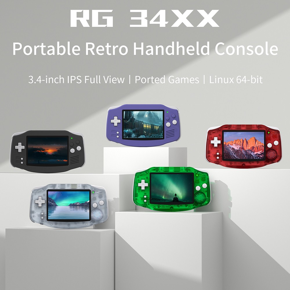 Refurbished ANBERNIC RG34XX Game Console, 32GB TF Card, 3.4-inch IPS Screen, Linux 64-bit, 30+ Emulators, 7 Hours of Battery Life - Glacier