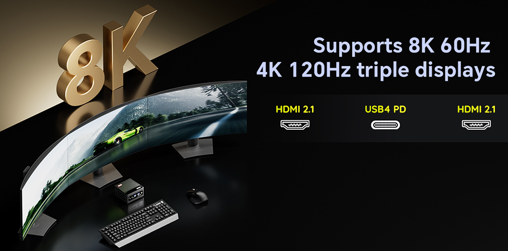 AOOSTAR GEM10 Mini PC, AMD Ryzen 7 6800H, 32 Go de RAM LPDDR5, SSD PCle 4.0 1 To, 2 ports HDMI 2.1 (4K) + USB 4 (8K), triple écran, BIOS réglable, Wi-Fi 6, Bluetooth 5.2, deux ports LAN 2,5 GHz, 2 ports USB 3.2, 2 ports USB 2.0 et 1 port Oculink