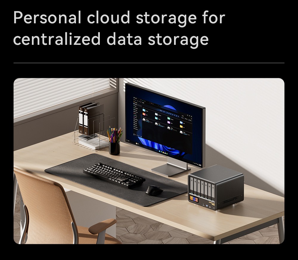 AOOSTAR WTR MAX 11 Bays NAS Mini PC Barebone (No RAM No SSD), Secondary Screen, AMD R7 Pro 8845HS 8 Cores Max 5.1GHz, HDMI+DP+USB4 Triple Display, 2*2.5G LAN, 2* INTEL X710 10G LAN, 3*USB3.2, 1*Oculink, 1*SD Card, 1*Type-C, 1*Audio - EU Plug