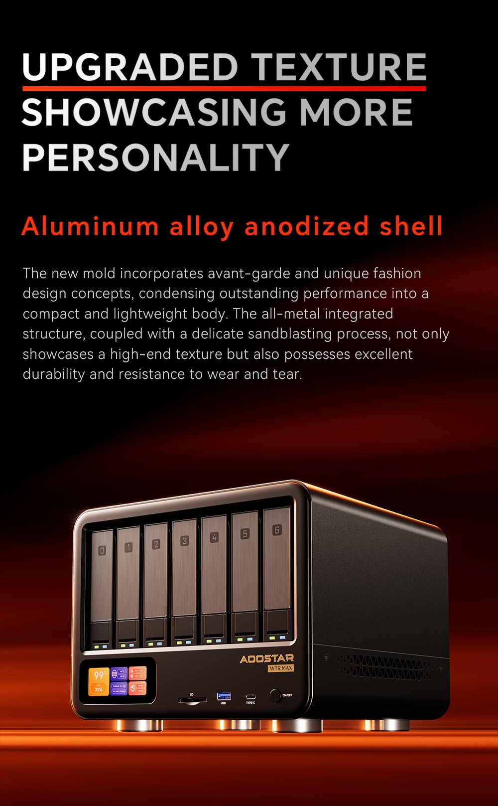 AOOSTAR WTR MAX 11 Bays NAS Mini PC Barebone (No RAM No SSD), Secondary Screen, AMD R7 Pro 8845HS 8 Cores Max 5.1GHz, HDMI+DP+USB4 Triple Display, 2*2.5G LAN, 2* INTEL X710 10G LAN, 3*USB3.2, 1*Oculink, 1*SD Card, 1*Type-C, 1*Audio - EU Plug