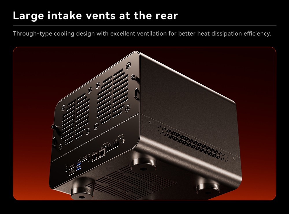 AOOSTAR WTR MAX 11 Bays NAS Mini PC Barebone (No RAM No SSD), Secondary Screen, AMD R7 Pro 8845HS 8 Cores Max 5.1GHz, HDMI+DP+USB4 Triple Display, 2*2.5G LAN, 2* INTEL X710 10G LAN, 3*USB3.2, 1*Oculink, 1*SD Card, 1*Type-C, 1*Audio - EU Plug