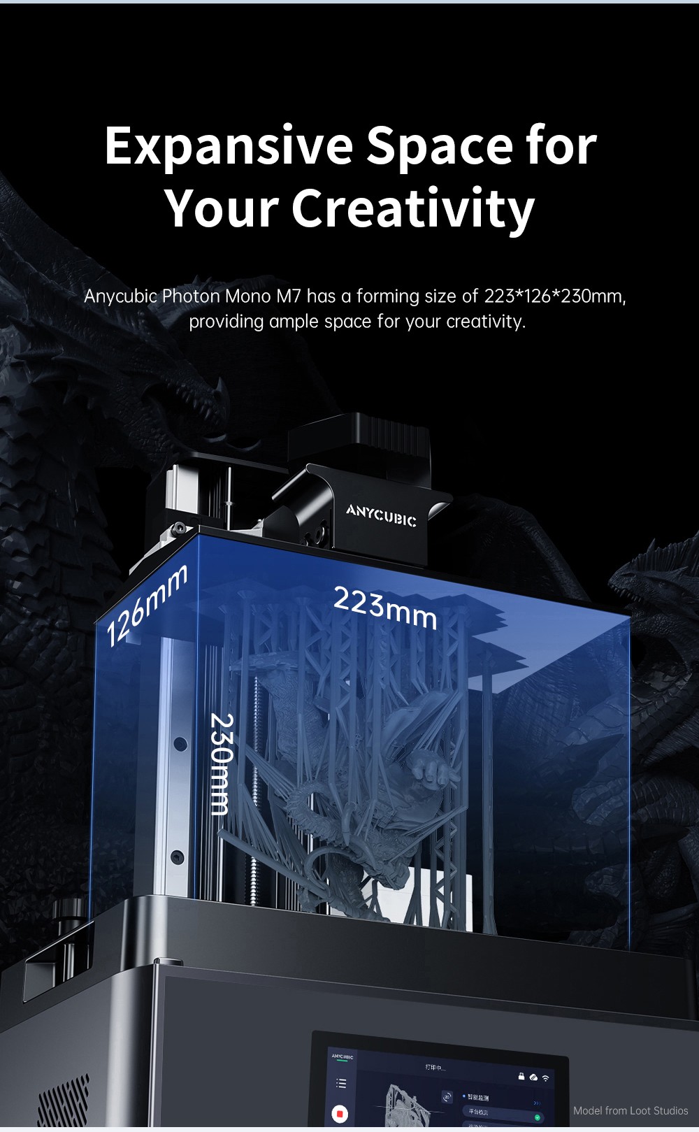 Refurbished Anycubic Photon Mono M7 Resin 3D Printer, 14K COB Source, 170mm/h Max Print Speed, 10.1inch Mono LCD, Dynamic Light-off, Leveling-free, 223*126*230mm