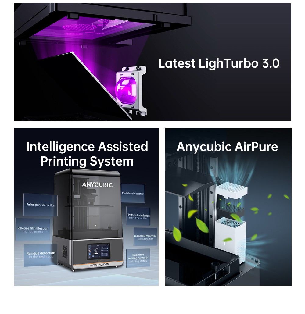 Refurbished Anycubic Photon Mono M7 Resin 3D Printer, 14K COB Source, 170mm/h Max Print Speed, 10.1inch Mono LCD, Dynamic Light-off, Leveling-free, 223*126*230mm