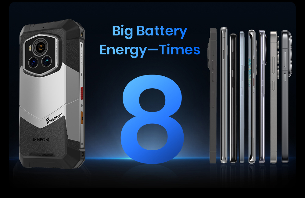 FOSSiBOT F107 Pro Robustes Smartphone, 12+512 GB, 6,95-Zoll-Display, 28.000-mAh-Akku, 200-MP-KI-Kamera, 66-W-Schnellladung, Nachtsicht und 5G