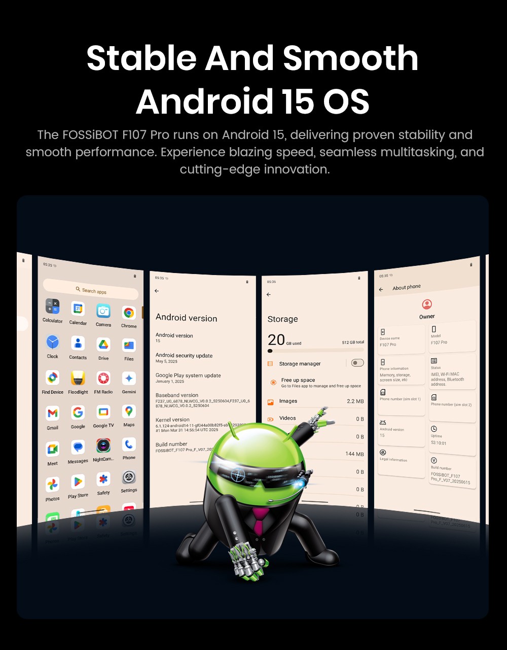 FOSSiBOT F107 Pro Robustes Smartphone, 12+512 GB, 6,95-Zoll-Display, 28.000-mAh-Akku, 200-MP-KI-Kamera, 66-W-Schnellladung, Nachtsicht und 5G