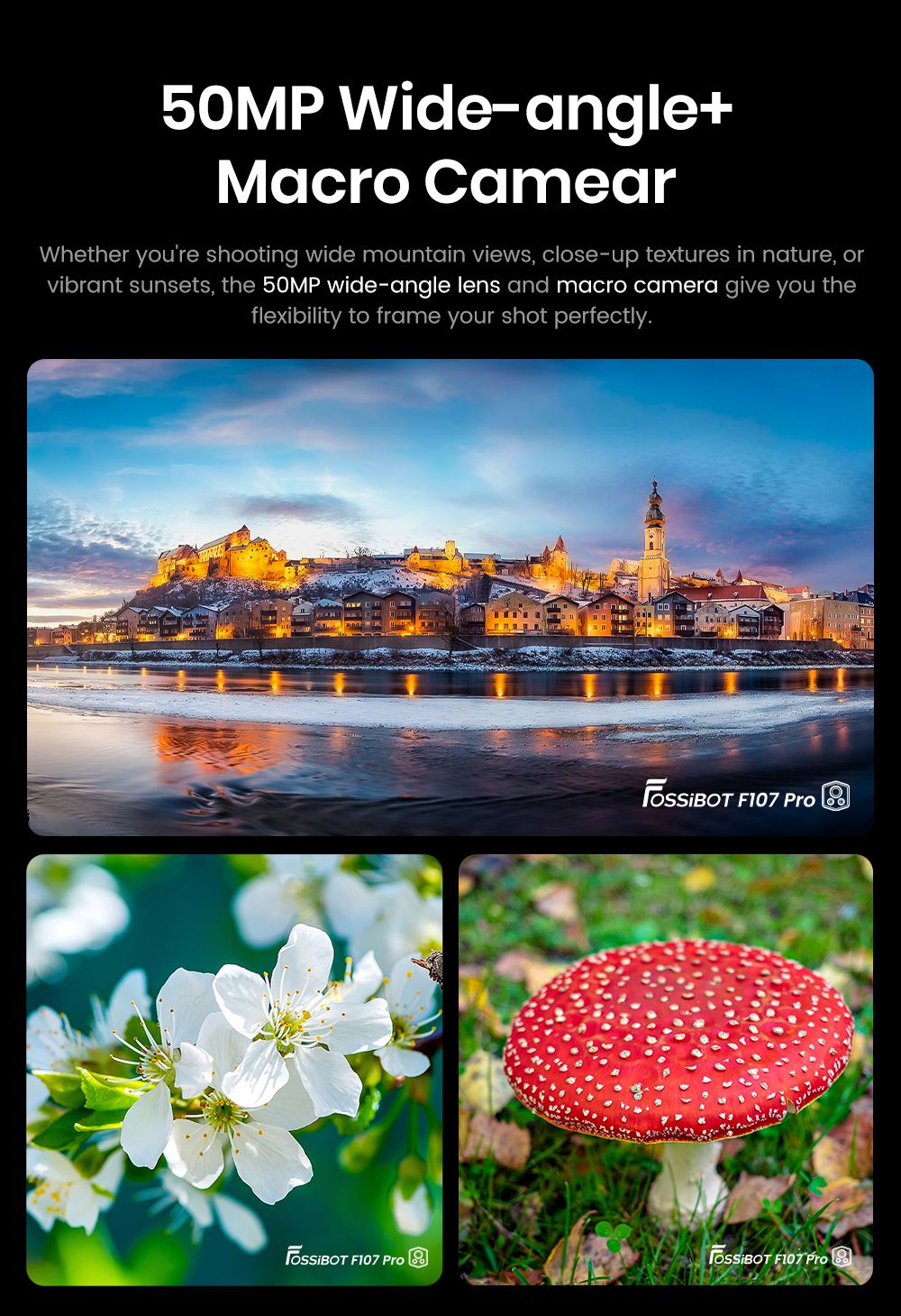 FOSSiBOT F107 Pro Robustes Smartphone, 12+512 GB, 6,95-Zoll-Display, 28.000-mAh-Akku, 200-MP-KI-Kamera, 66-W-Schnellladung, Nachtsicht und 5G