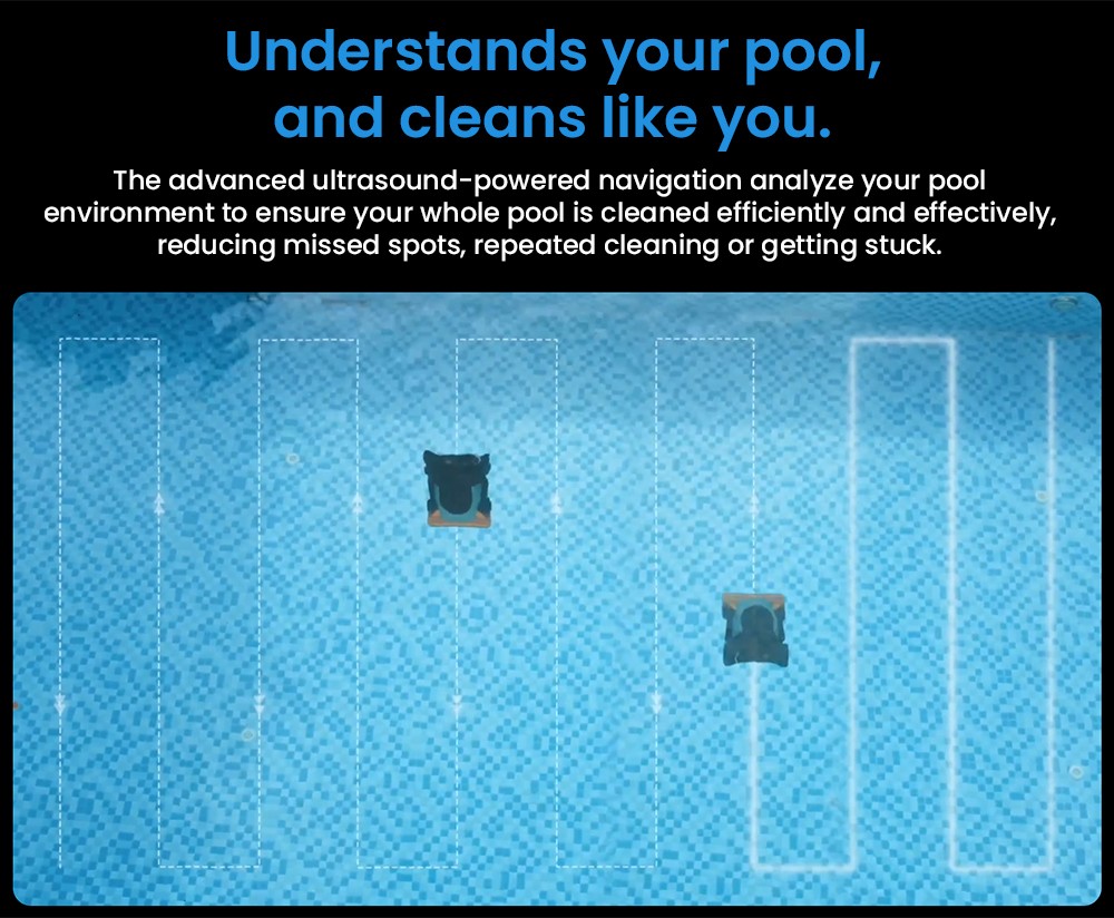 Aspirateur robot sans fil Genkinno ACE 600, nettoyage rapide en 30 minutes, application intelligente, autonomie de 6 heures, stationnement automatique, nettoyage des parois, du sol et de la ligne de flottaison, filtre ultra-fin, pour tous types de piscines