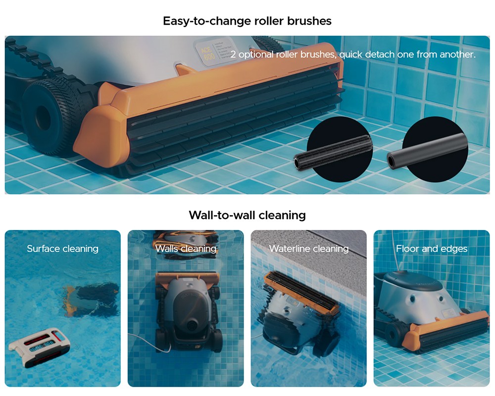 Aspirateur robot sans fil Genkinno ACE 600, nettoyage rapide en 30 minutes, application intelligente, autonomie de 6 heures, stationnement automatique, nettoyage des parois, du sol et de la ligne de flottaison, filtre ultra-fin, pour tous types de piscines