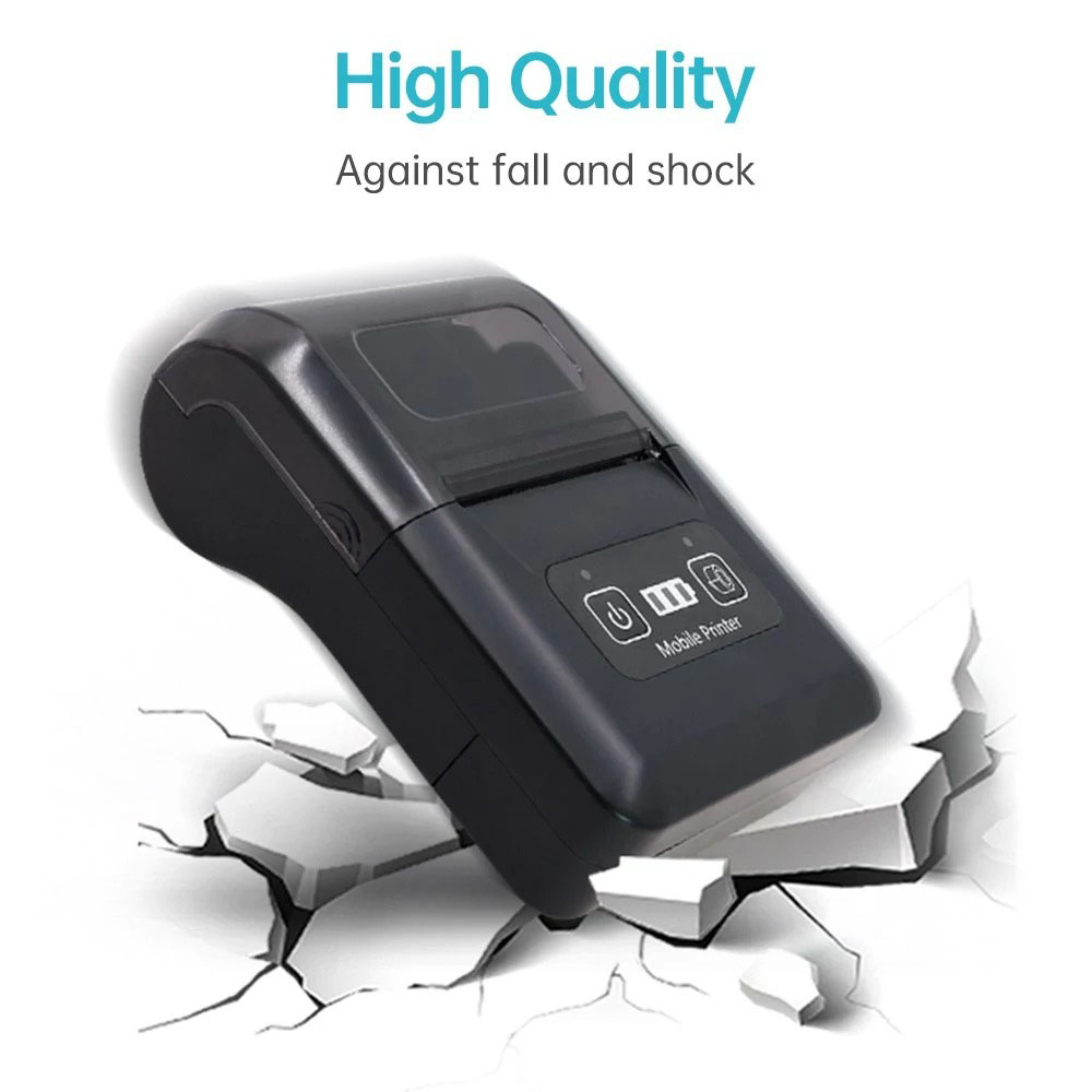H20 58mm Mini Portable Thermal Printer, Wireless Bluetooth & USB, for Restaurant, Retail, Small Business - EU Plug