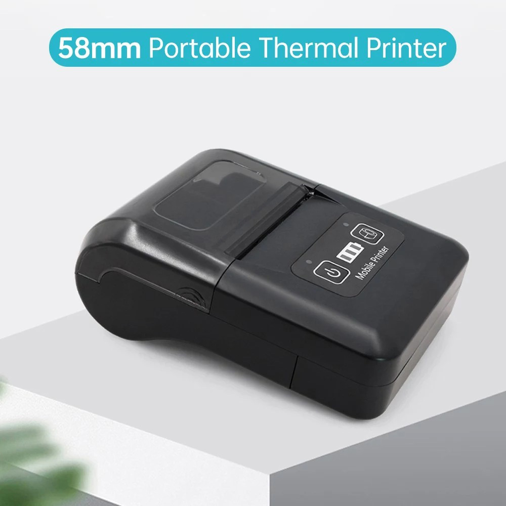 H20 58mm Mini Portable Thermal Printer, Wireless Bluetooth & USB, for Restaurant, Retail, Small Business - EU Plug