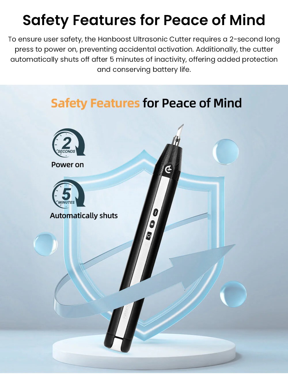 Hanboost C1 Wireless Ultrasonic Cutter, 40KHz Vibration, Auto-Adjust, 3 Modes, for 3D Prints(PLA/PETG/Resin) & Crafts
