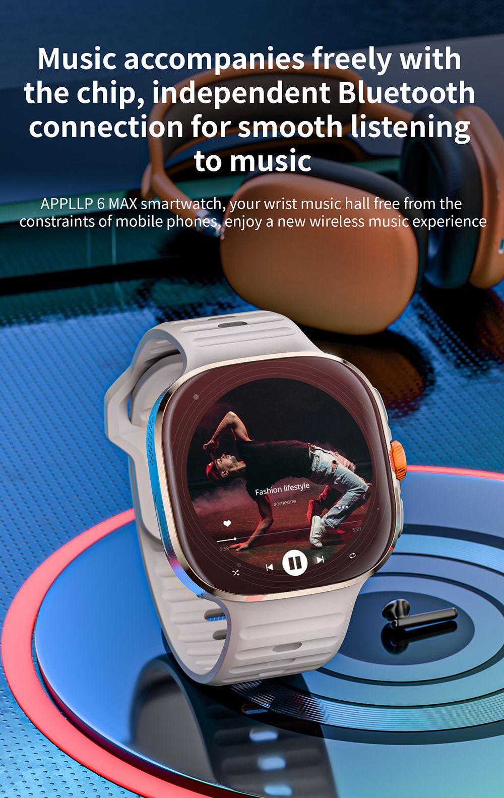 LOKMAT APPLLP 6 MAX Smartwatch, 3GB RAM 32GB ROM, 2.16 inch AMOLED Screen, Supports 4G/5G LTE, GPS Positioning