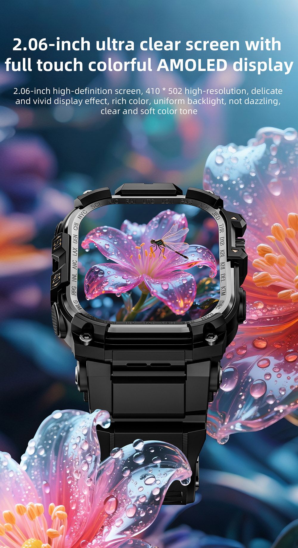LOKMAT APPLLP 7 MAX Smartwatch, 2.06 inch AMOLED Screen, Supports 4G/5G LTE, GPS Positioning, Heart Rate Monitoring