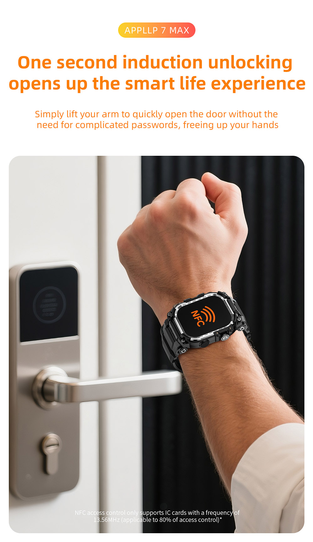 LOKMAT APPLLP 7 MAX Smartwatch, 2.06 inch AMOLED Screen, Supports 4G/5G LTE, GPS Positioning, Heart Rate Monitoring