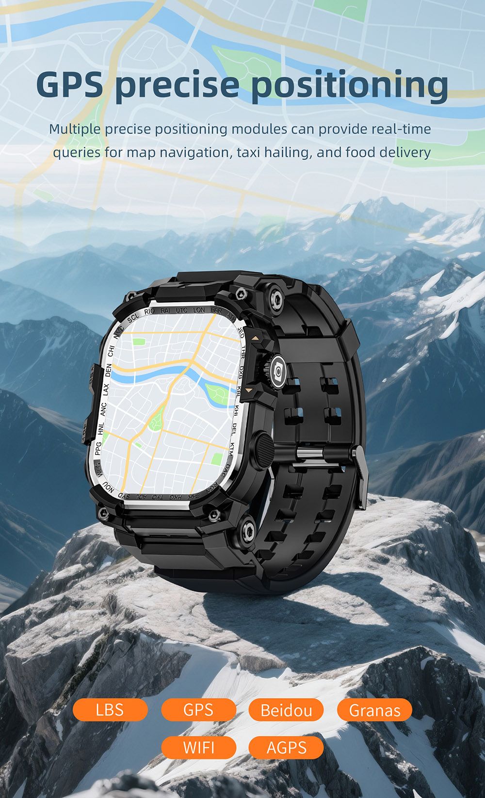 LOKMAT APPLLP 7 MAX Smartwatch, 2.06 inch AMOLED Screen, Supports 4G/5G LTE, GPS Positioning, Heart Rate Monitoring