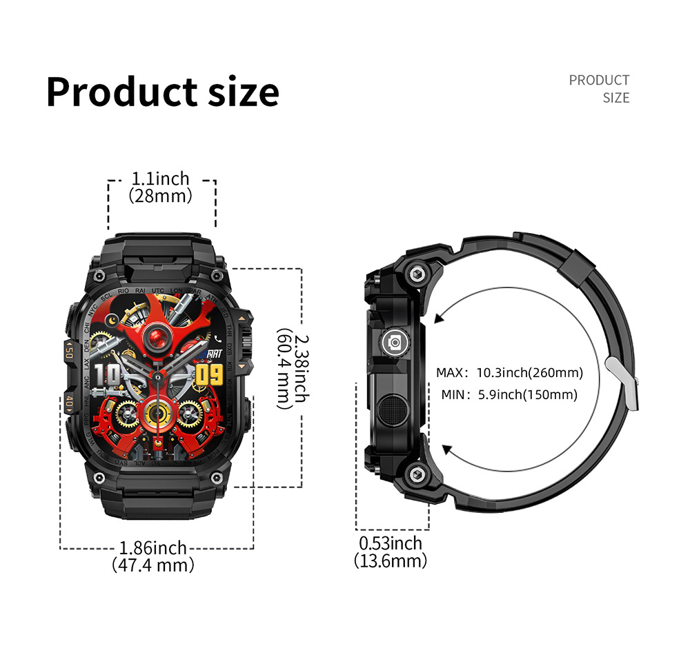 LOKMAT APPLLP 7 MAX Smartwatch, 2.06 inch AMOLED Screen, Supports 4G/5G LTE, GPS Positioning, Heart Rate Monitoring