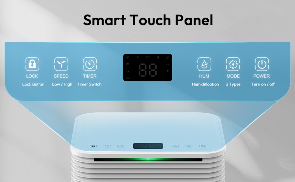 LUKO D031A 12L/Day Dehumidifier with Air Purification, 2L Tank, 24H Timer, Sleep Mode, Auto Defrost, Child Lock, for Home & Drying Clothes