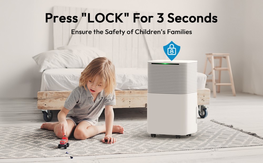 LUKO D031A 12L/Day Dehumidifier with Air Purification, 2L Tank, 24H Timer, Sleep Mode, Auto Defrost, Child Lock, for Home & Drying Clothes
