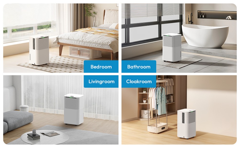 LUKO D031A 12L/Day Dehumidifier with Air Purification, 2L Tank, 24H Timer, Sleep Mode, Auto Defrost, Child Lock, for Home & Drying Clothes