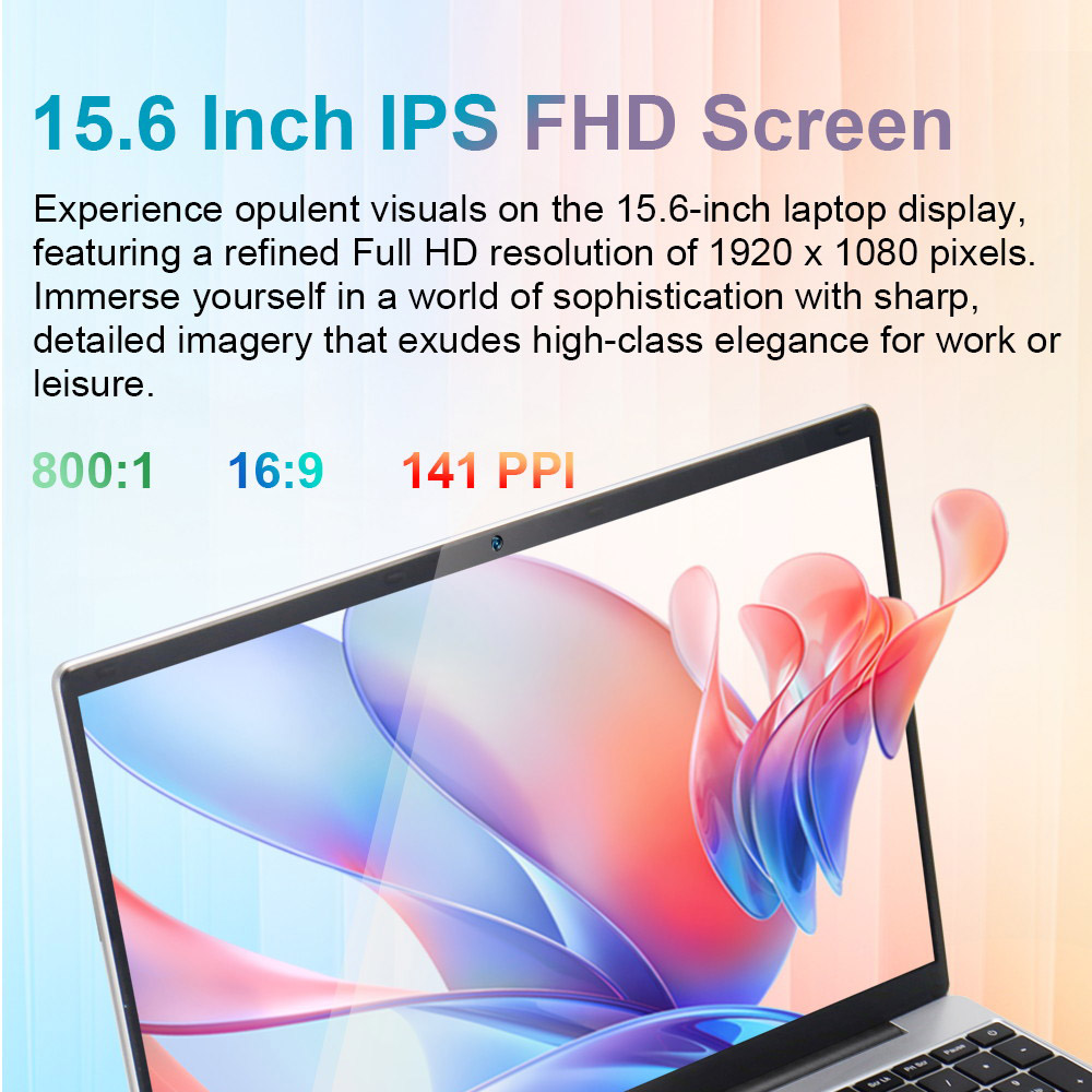 Refurbished Ninkear N15 Air Laptop, 15.6'' 1920*1080 IPS Screen, Intel N95 Alder Lake-N, 16GB RAM 512GB SSD, Dual Band WiFi Bluetooth4.2, 2*USB3.0 1*HDMI 1*Micro SD Card Slot, 44Wh Battery, 180° Open and Close, Backlit Keyboard, Fingerprint Unlock