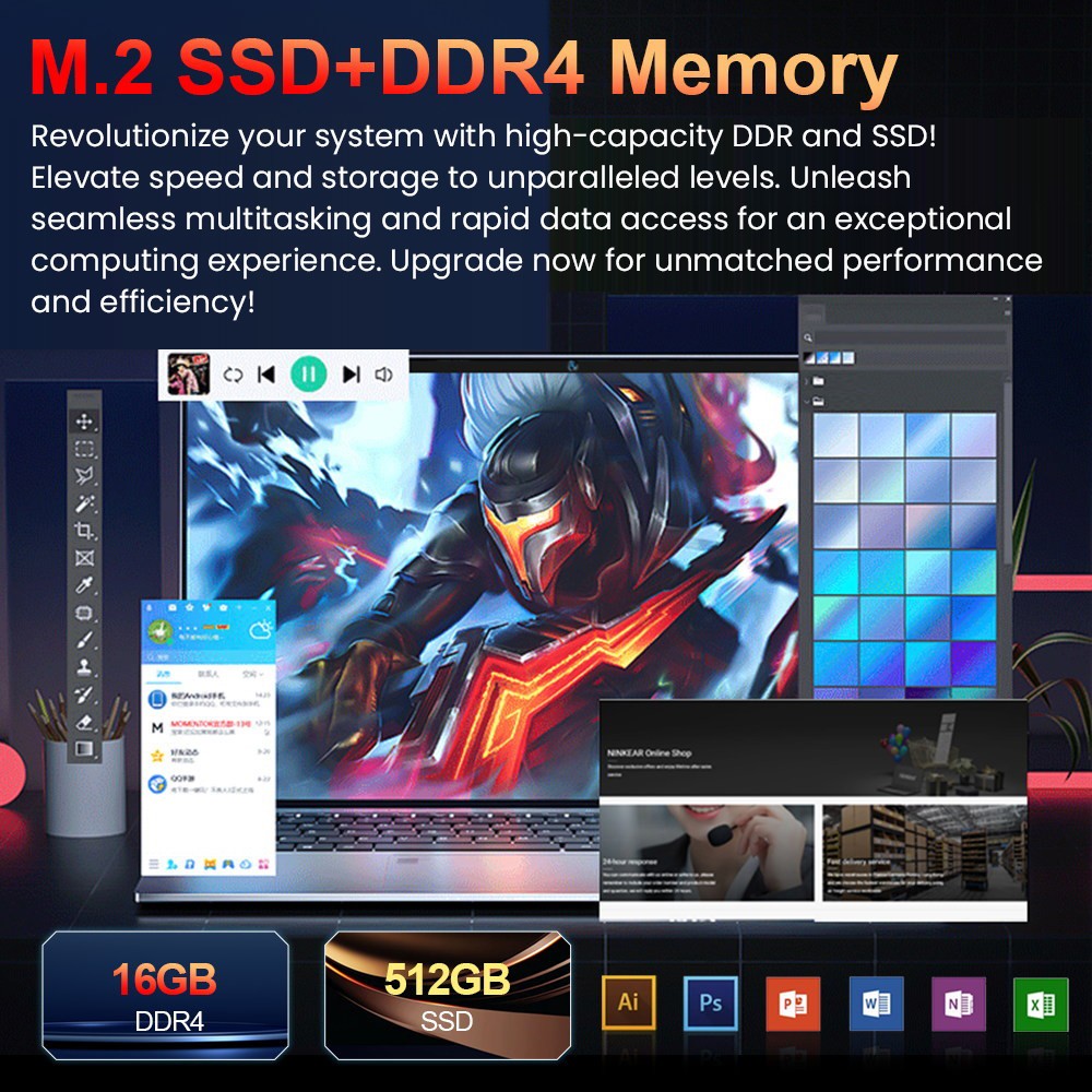 Refurbished Ninkear N15 Air Laptop, 15.6'' 1920*1080 IPS Screen, Intel N95 Alder Lake-N, 16GB RAM 512GB SSD, Dual Band WiFi Bluetooth4.2, 2*USB3.0 1*HDMI 1*Micro SD Card Slot, 44Wh Battery, 180° Open and Close, Backlit Keyboard, Fingerprint Unlock