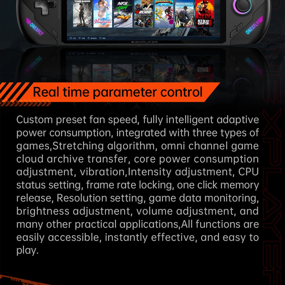 Refurbished ONE Netbook OneXFly F1 Pro Handheld Game Console, 7'' 1920*1080 OLED Screen, AMD Ryzen AI 9 HX 370 CPU 12 Core Max 5.1GHz, 144Hz Refresh Rate, 64GB LPDDR5x RAM 4TB SSD, 2*USB-C 4.0, 1*USB-A 3.0, 1*TF Card Slot, 1*Audio - US Plug
