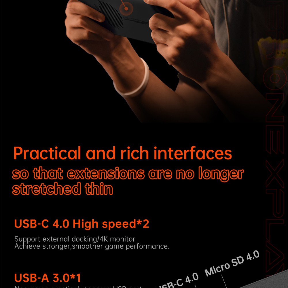 Refurbished ONE Netbook OneXFly F1 Pro Handheld Game Console, 7'' 1920*1080 OLED Screen, AMD Ryzen AI 9 HX 370 CPU 12 Core Max 5.1GHz, 144Hz Refresh Rate, 64GB LPDDR5x RAM 4TB SSD, 2*USB-C 4.0, 1*USB-A 3.0, 1*TF Card Slot, 1*Audio - US Plug
