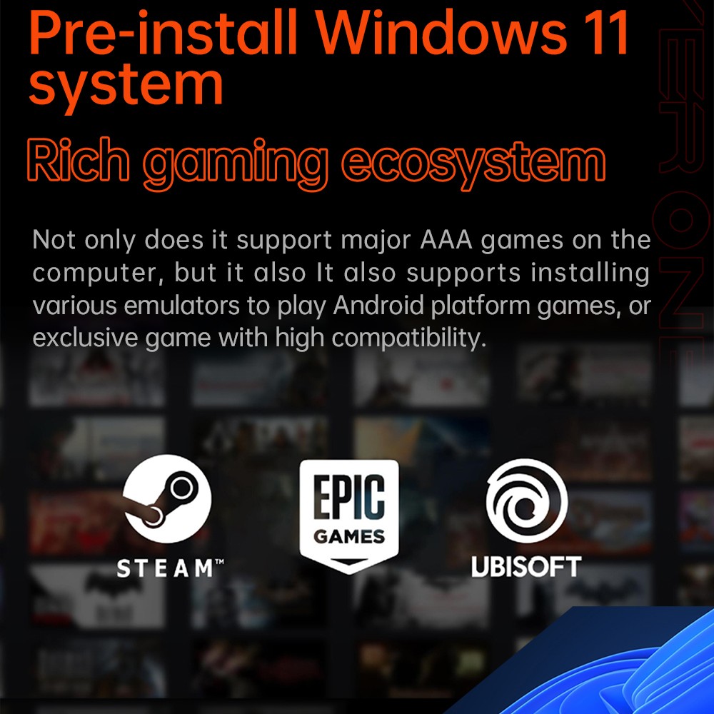 Refurbished ONE Netbook OneXFly F1 Pro Handheld Game Console, 7'' 1920*1080 OLED Screen, AMD Ryzen AI 9 HX 370 CPU 12 Core Max 5.1GHz, 144Hz Refresh Rate, 64GB LPDDR5x RAM 4TB SSD, 2*USB-C 4.0, 1*USB-A 3.0, 1*TF Card Slot, 1*Audio - US Plug