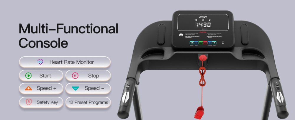 ROBORE P18 Hajtható futópad pulzusmérővel, 3.0HP brushless motor, 14km/h maximális sebesség, 136kg teherbírás