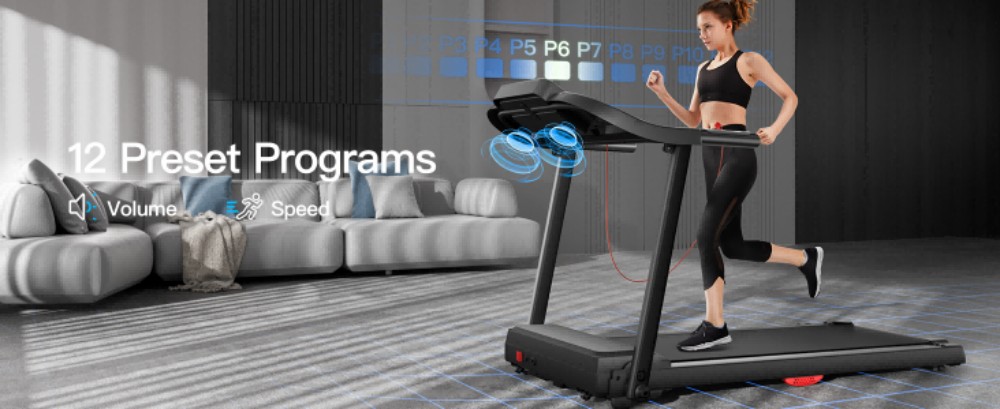 ROBORE P18 Hajtható futópad pulzusmérővel, 3.0HP brushless motor, 14km/h maximális sebesség, 136kg teherbírás