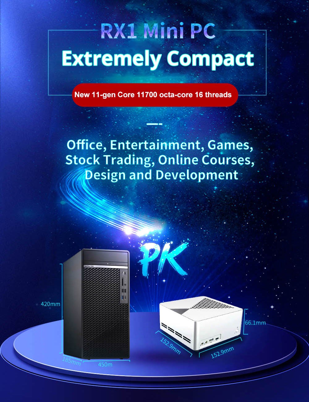 Refurbished RX1 Mini PC Windows 11 4K Mini PC G5900 Processor UHD610 Graphics 8GB DDR4 256GB SSD WiFi 6 HDMI 1.4 Bluetooth 5.2