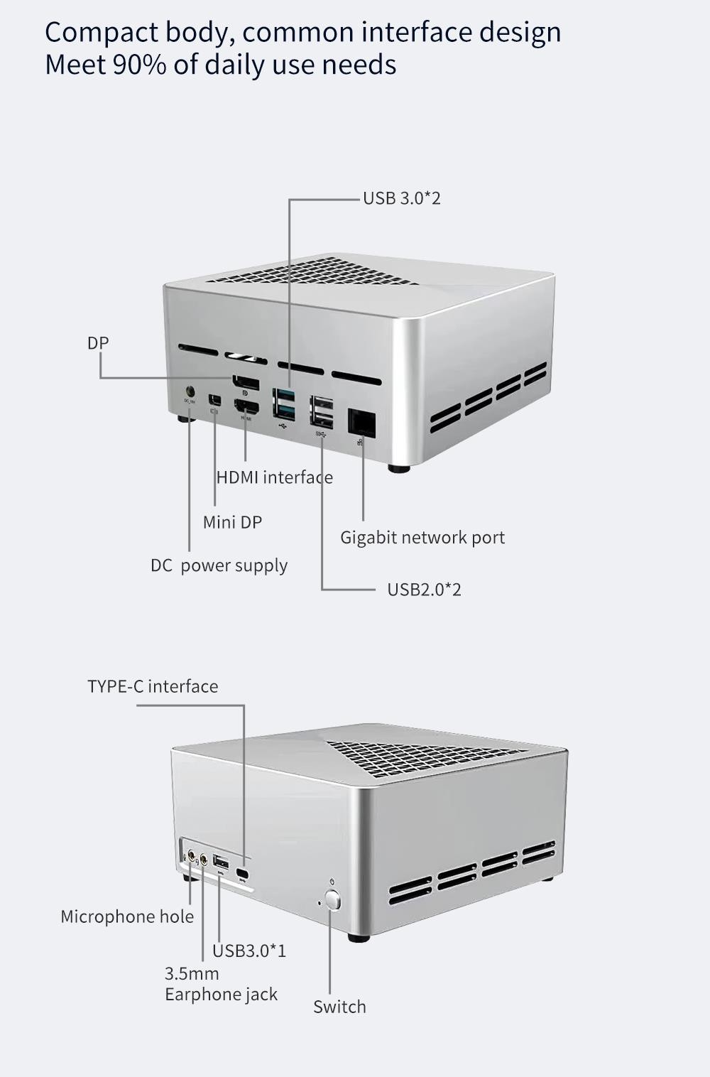 Refurbished RX1 Mini PC Windows 11 4K Mini PC G5900 Processor UHD610 Graphics 8GB DDR4 256GB SSD WiFi 6 HDMI 1.4 Bluetooth 5.2