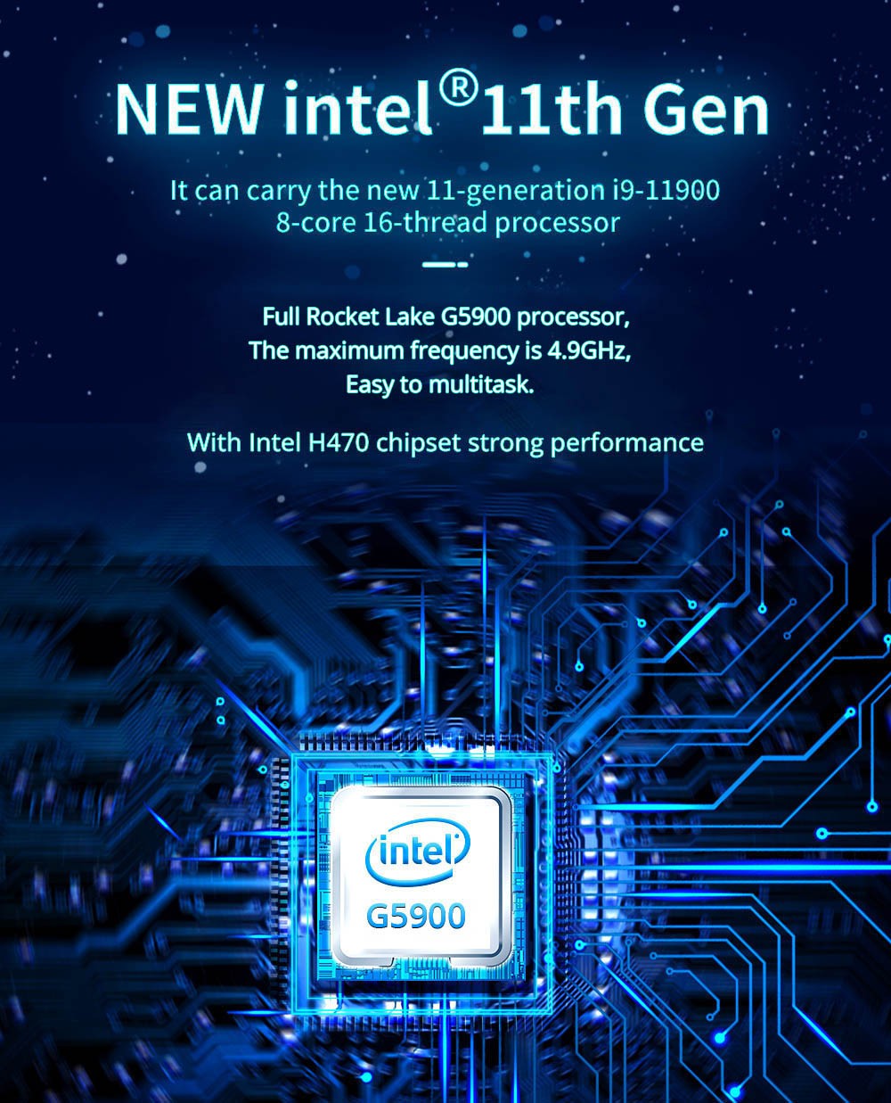 Refurbished RX1 Mini PC Windows 11 4K Mini PC G5900 Processor UHD610 Graphics 8GB DDR4 256GB SSD WiFi 6 HDMI 1.4 Bluetooth 5.2